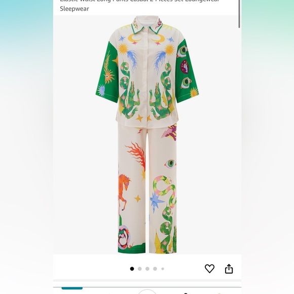 Colorful Printed Women's 2 piece loungewear - Picture 1 of 5